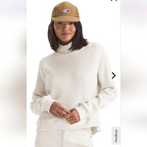 The North Face Mock Neck Chabot Thermal Waffle Knit LS Shirt Women's Small White